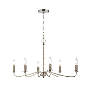 Abaca Six Light Chandelier in Polished Nickel (45|32482/6)