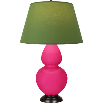 Double Gourd One Light Table Lamp in Razzle Rose Glazed Ceramic w/Deep Patina Bronze (165|RZ21G)