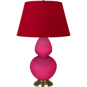 Double Gourd One Light Table Lamp in Razzle Rose Glazed Ceramic w/Antique Natural Brass (165|RZ20R)