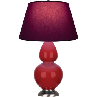 Double Gourd One Light Table Lamp in Ruby Red Glazed Ceramic w/Antique Silver (165|RR22P)
