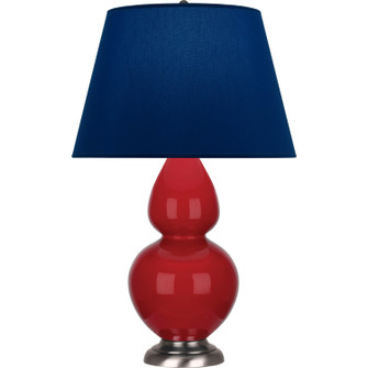 Double Gourd One Light Table Lamp in Ruby Red Glazed Ceramic w/Antique Silver (165|RR22N)
