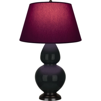 Double Gourd One Light Table Lamp in Obsidian Glazed Ceramic w/Deep Patina Bronze (165|OS21P)