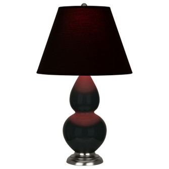 Small Double Gourd One Light Accent Lamp in Obsidian Glazed Ceramic w/Antique Silver (165|OS12K)