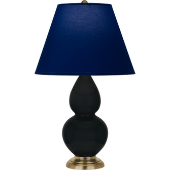 Small Double Gourd One Light Accent Lamp in Obsidian Glazed Ceramic w/Antique Natural Brass (165|OS10N)