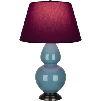 Double Gourd One Light Table Lamp in Steel Blue Glazed Ceramic w/Deep Patina Bronze (165|OB21P)