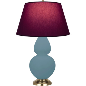Double Gourd One Light Table Lamp in Matte Steel Blue Glazed Ceramic w/Antique Natural Brass (165|MOB55P)