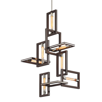 Enigma Seven Light Chandelier in Textured Bronze (67|F6187-TBZ/SS)