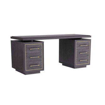 Wixom Desk in Ebony Oak/Antique Brass/Graphite Leather (314|FKI03)