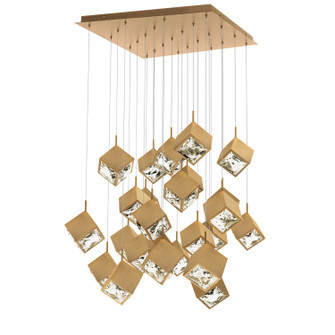 Ice Cube LED Chandelier in Aged Brass (34|PD-29325S-AB)