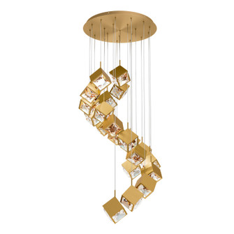Ice Cube LED Chandelier in Aged Brass (34|PD-29321R-AB)
