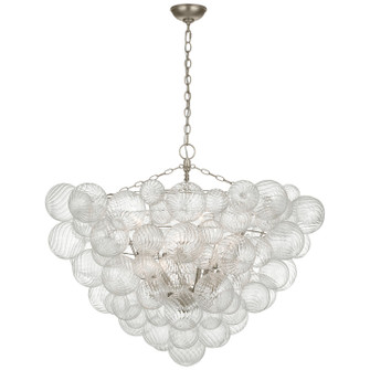 Talia LED Chandelier in Burnished Silver Leaf and Clear Swirled Glass (268|JN 5122BSL/CG)