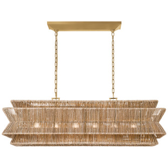 Antigua LED Linear Pendant in Antique-Burnished Brass and Natural Abaca (268|CHC 5025AB/NAB)