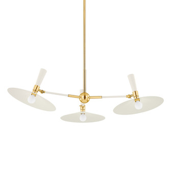 Milena Three Light Chandelier in Aged Brass/Soft Cream (428|H906803-AGB/SCR)