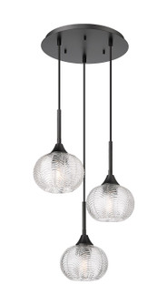 Downtown Urban Three Light Pendant in Matte Black (405|323-3P-BK-G323-7CL)