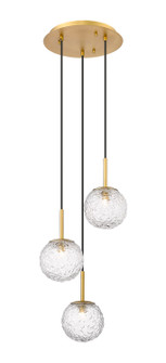Downtown Urban Three Light Pendant in Brushed Brass (405|320-3P-BB-G320-6CL-BB)