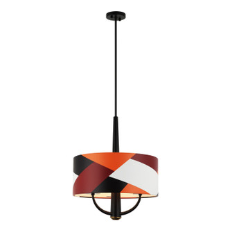 Patchwork Three Light Pendant in Black/Satin Brass/Patchwork (137|501P03BLSB)