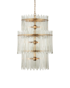 Electra Nine Light Chandelier in Clear/Antique Brass (142|9000-1235)