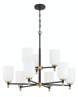 Council Nine Light Chandelier in Flat Black/Satin Brass (46|60329-FBSB)