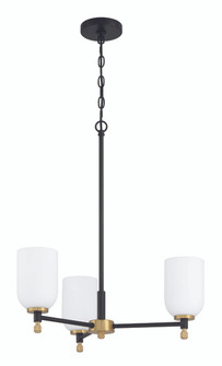 Council Three Light Chandelier in Flat Black/Satin Brass (46|60323-FBSB)