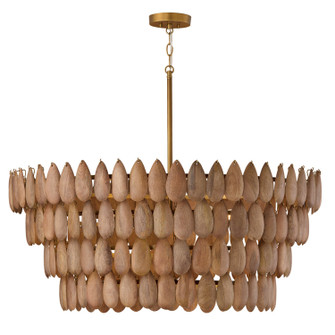 Ravi Six Light Pendant in Light Wood and Patinaed Brass (65|354461LW)
