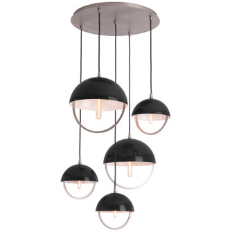 Mavisten Edition Copernica Five Light Pendant in Pewter w/Piano Black Painted Metal Shade (165|P589BLK)