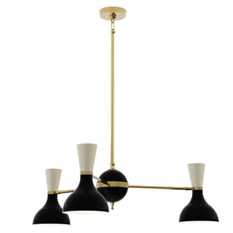 Clare Three Light Chandelier in Modern Brass w/Obsidian/Bone Painted Shades (165|OS03BN)