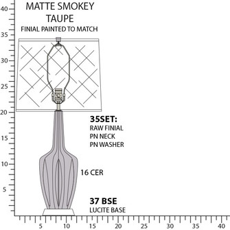 Emma One Light Table Lamp in Matte Smokey Taupe Glazed Ceramic w/Polished Nickel/a Lucite (165|MST37)