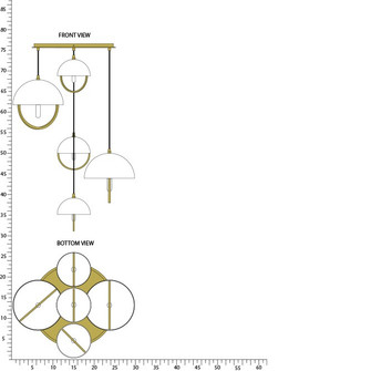 Mavisten Edition Copernica Five Light Pendant in Lacquered Burnished Brass w/White Painted (165|589WHT)