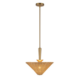Bridgette One Light Pendant in Brushed Gold/Rattan (452|PD497016BGRA)
