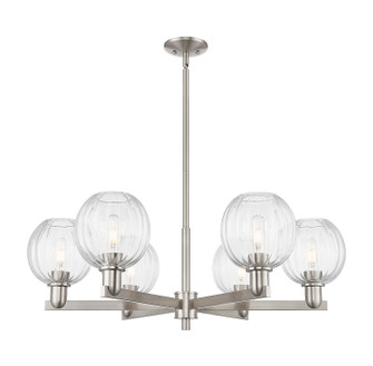 Arcadia Six Light Chandelier in Satin Nickel (405|716-6CR-SN-G458-7CL)