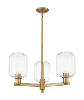 Arcadia Three Light Flush Mount in Brushed Brass (405|716-3CR-BB-G460-7CL)