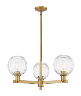 Arcadia Three Light Flush Mount in Brushed Brass (405|716-3CR-BB-G458-7CL)