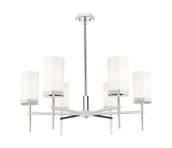 Downtown Urban Six Light Chandelier in Polished Nickel (405|463-6CR-PN-G463-8WH)