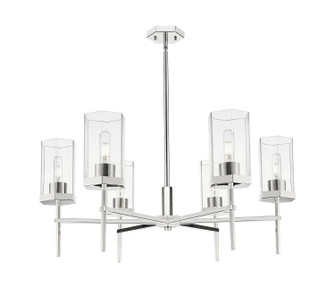 Downtown Urban Six Light Chandelier in Polished Nickel (405|463-6CR-PN-G463-8CL)