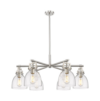 Downtown Urban Six Light Chandelier in Satin Nickel (405|411-6CR-SN-G412-7CL)