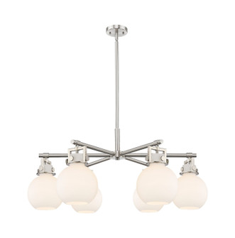 Downtown Urban Six Light Chandelier in Satin Nickel (405|411-6CR-SN-G410-7WH)