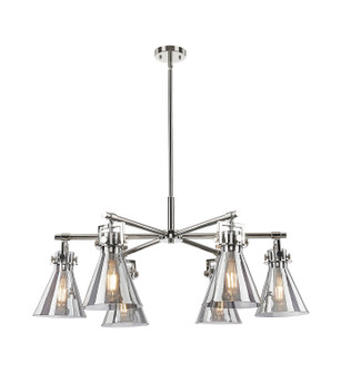 Downtown Urban Six Light Chandelier in Polished Nickel (405|411-6CR-PN-G411-7SM)
