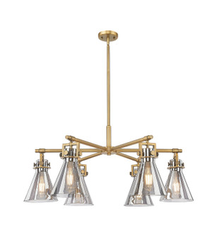Downtown Urban Six Light Chandelier in Brushed Brass (405|411-6CR-BB-G411-7SM)