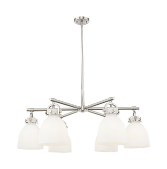 Downtown Urban Six Light Chandelier in Satin Nickel (405|410-6CR-SN-G412-7WH)