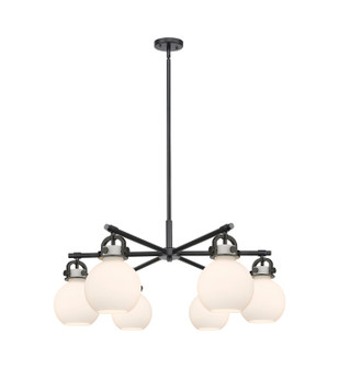 Downtown Urban Six Light Chandelier in Matte Black (405|410-6CR-BK-G410-7WH)