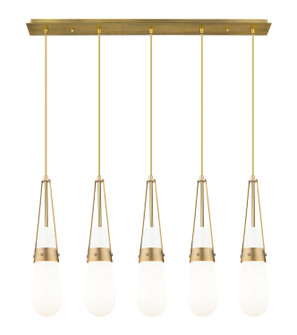 Downtown Urban Five Light Linear Pendant in Brushed Brass (405|125-452-1P-BB-G452-4GWH)