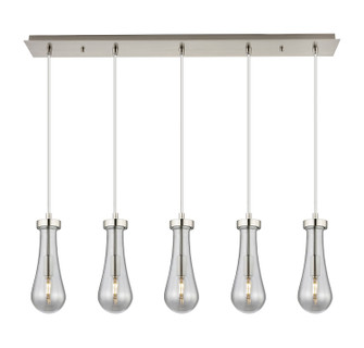 Downtown Urban Five Light Linear Pendant in Brushed Satin Nickel (405|125-451-1P-SN-G451-4SM)