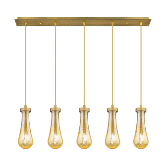 Downtown Urban Five Light Linear Pendant in Brushed Brushed Brass (405|125-451-1P-BB-G451-4ME)