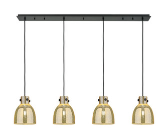 Downtown Urban Four Light Linear Pendant in Matte Black (405|124-410-1PS-BK-G412-8ME)