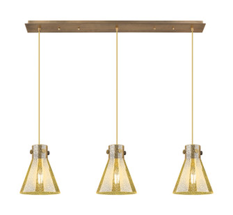 Downtown Urban Three Light Linear Pendant in Brushed Brass (405|123-410-1PS-BB-G411-8ME)