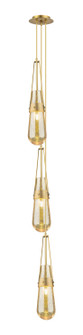 Downtown Urban Three Light Pendant in Brushed Brass (405|103-452-1P-BB-G452-4ME)