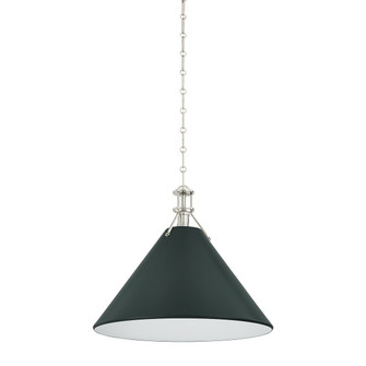 Painted No. 2 One Light Pendant in Polished Nickel/Soft Studio Green (70|MDS352L-PN/SSG)