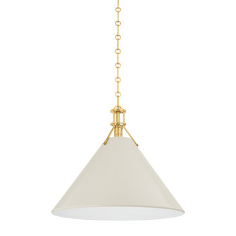 Painted No. 2 One Light Pendant in Aged Brass/Off-White (70|MDS352L-AGB/OW)
