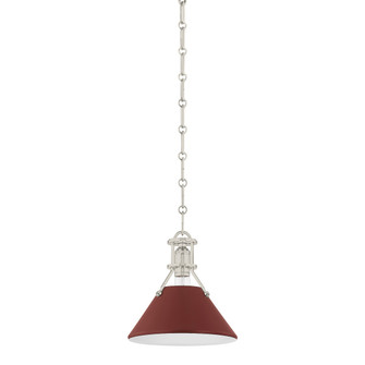 Painted No. 2 One Light Pendant in Polished Nickel/Soft Crimson (70|MDS351-PN/CRN)
