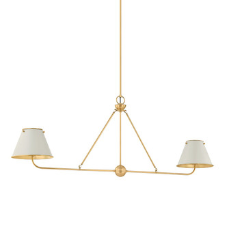 Burghley Two Light Linear in Aged Brass/Off-White (70|MDS2001-AGB/OW)
